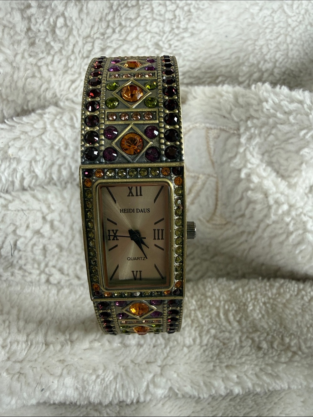 Heidi Daus Green Purple Amber Crystal Bracelet Watch